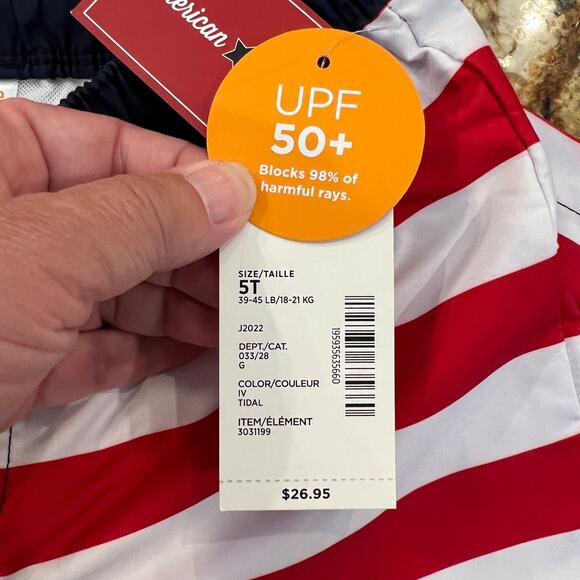 NWT Gymboree Boys Red, White & Blue American Flag Swim Shorts/suit - Picture 4 of 11